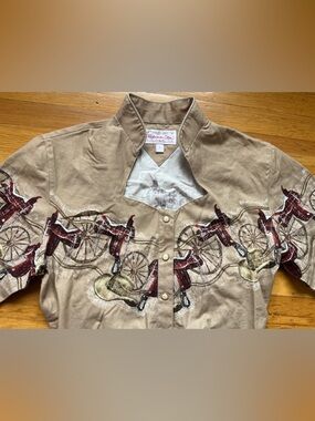 Vintage Panhandle Slim coastal cowgirl western cropped top shirt blouse festival